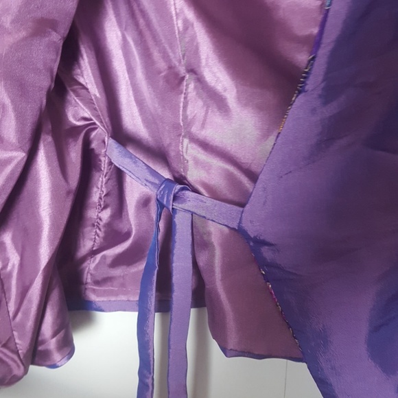 VTG Satin Knot Tie Jacket Blazer Purple SZ M - Picture 4 of 7